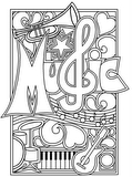 Download, print, color-in, colour-in Page 5 - music guitar drums